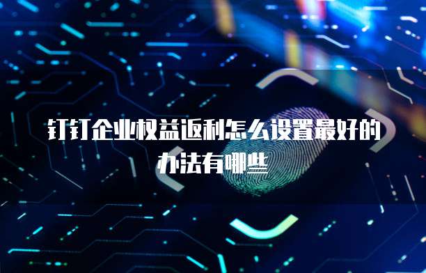 钉钉企业权益返利怎么设置最好的办法有哪些