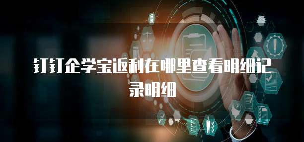 钉钉企学宝返利在哪里查看明细记录明细
