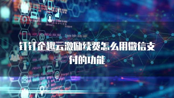 钉钉企趣云激励续费怎么用微信支付的功能