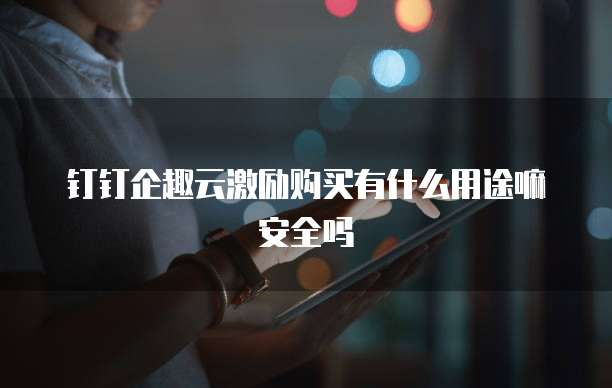 钉钉企趣云激励购买有什么用途嘛安全吗