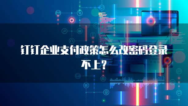 钉钉企业支付政策怎么改密码登录不上？