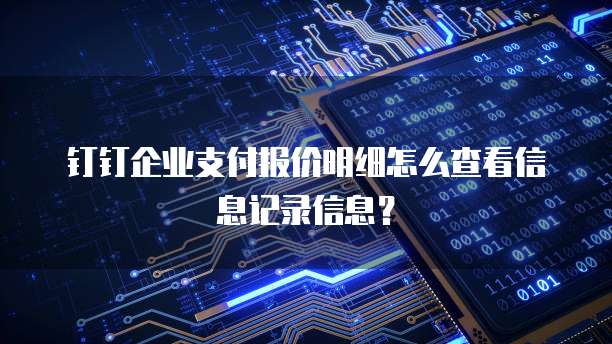 钉钉企业支付报价明细怎么查看信息记录信息?