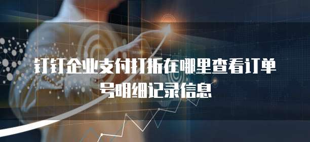 钉钉企业支付打折在哪里查看订单号明细记录信息
