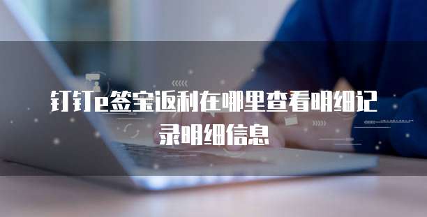 钉钉e签宝返利在哪里查看明细记录明细信息