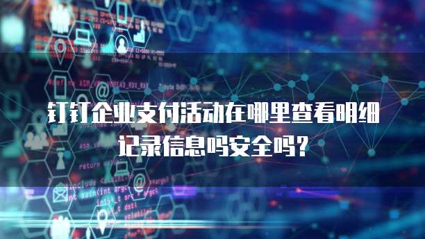 钉钉企业支付活动在哪里查看明细记录信息吗安全吗?