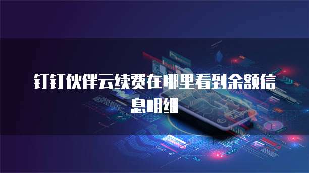 钉钉伙伴云续费在哪里看到余额信息明细