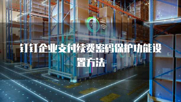 钉钉企业支付续费密码保护功能设置方法