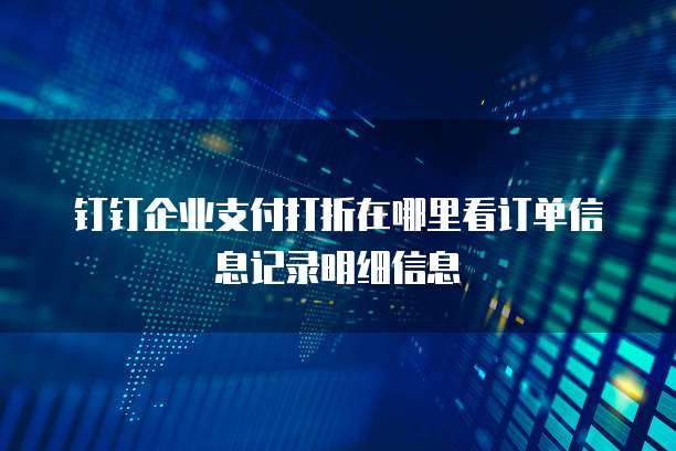 钉钉企业支付打折在哪里看订单信息记录明细信息