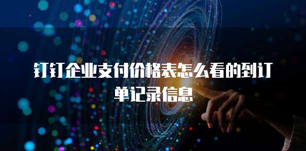 钉钉企业支付价格表怎么看的到订单记录信息