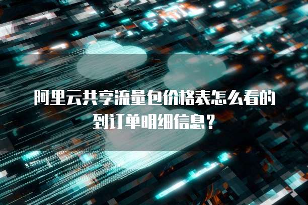阿里云共享流量包价格表怎么看的到订单明细信息?