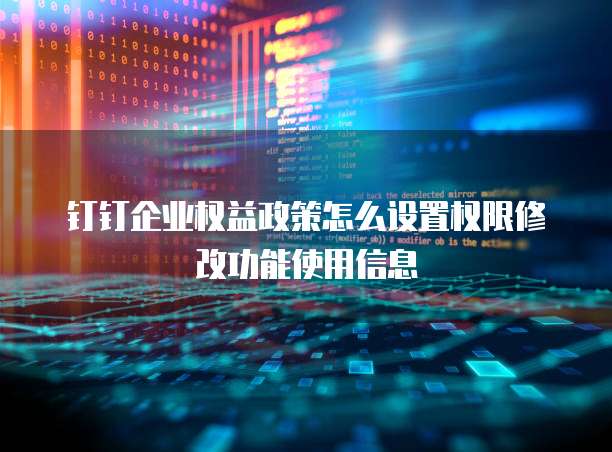 钉钉企业权益政策怎么设置权限修改功能使用信息