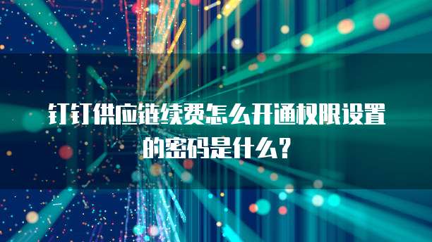 钉钉供应链续费怎么开通权限设置的密码是什么?