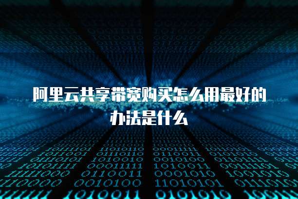 阿里云共享带宽购买怎么用最好的办法是什么