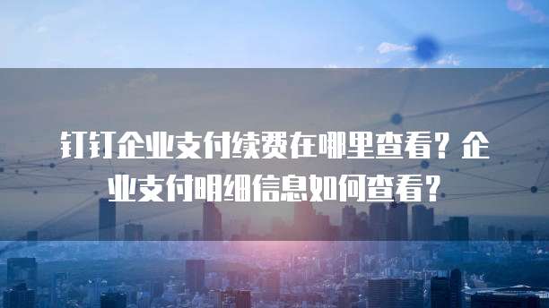 钉钉企业支付续费在哪里查看?企业支付明细信息如何查看?