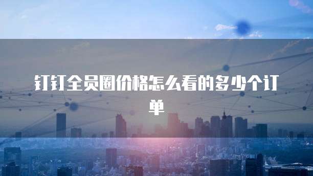 钉钉全员圈价格怎么看的多少个订单