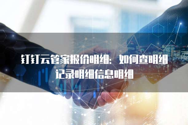 钉钉云管家报价明细:如何查明细记录明细信息明细