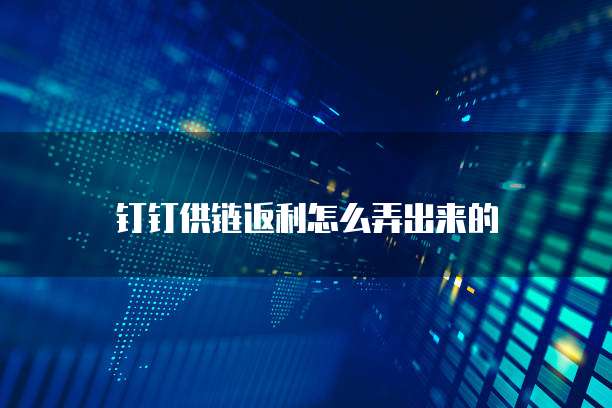 钉钉供链返利怎么弄出来的
