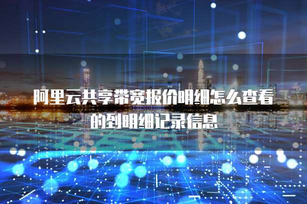阿里云共享带宽报价明细怎么查看的到明细记录信息