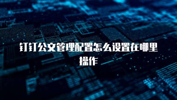 钉钉公文管理配置怎么设置在哪里操作