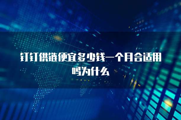 钉钉供链便宜多少钱一个月合适用吗为什么
