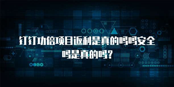 钉钉功倍项目返利是真的吗吗安全吗是真的吗?