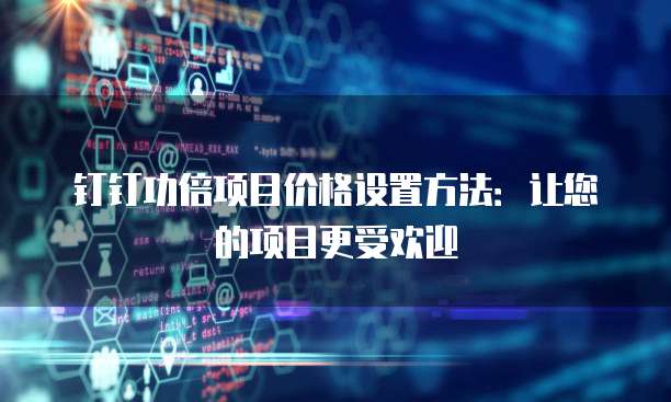 钉钉功倍项目价格设置方法：让您的项目更受欢迎