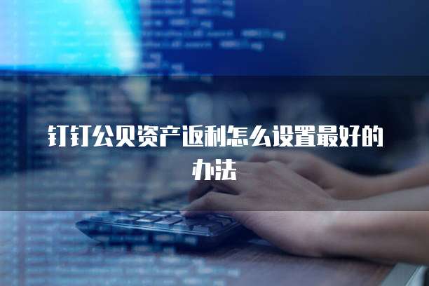 钉钉公贝资产返利怎么设置最好的办法