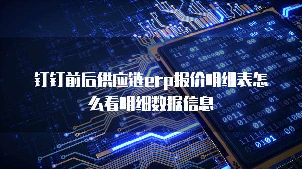 钉钉前后供应链erp报价明细表怎么看明细数据信息