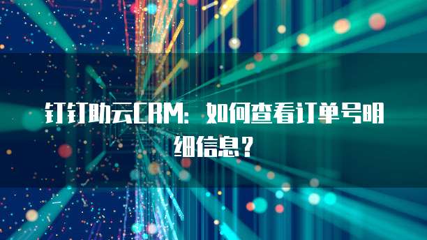 钉钉助云CRM:如何查看订单号明细信息?