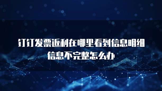 钉钉发票返利在哪里看到信息明细信息不完整怎么办