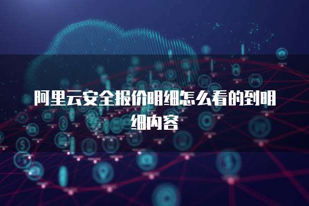 阿里云安全报价明细怎么看的到明细内容