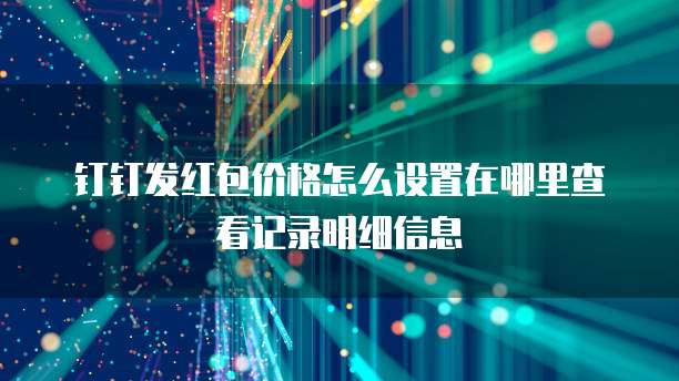 钉钉发红包价格怎么设置在哪里查看记录明细信息