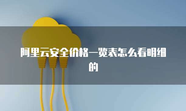 阿里云安全价格一览表怎么看明细的
