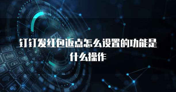 钉钉发红包返点怎么设置的功能是什么操作