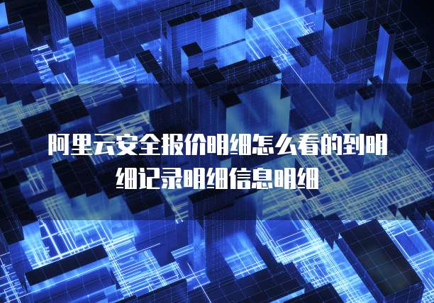 阿里云安全报价明细怎么看的到明细记录明细信息明细