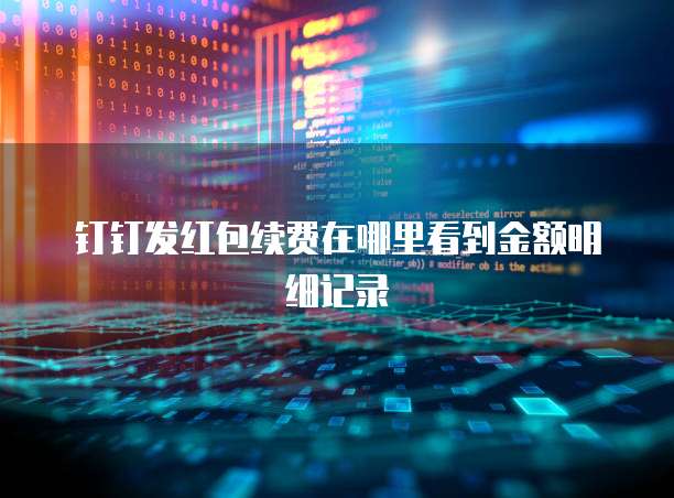 钉钉发红包续费在哪里看到金额明细记录