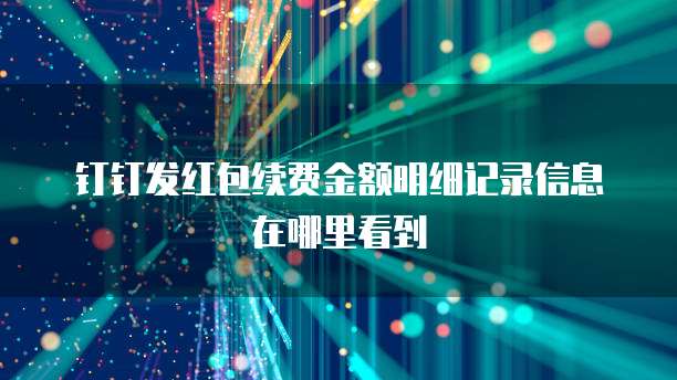 钉钉发红包续费金额明细记录信息在哪里看到