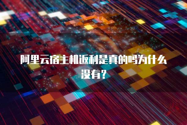 阿里云宿主机返利是真的吗为什么没有?
