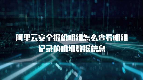 阿里云安全报价明细怎么查看明细记录的明细数据信息