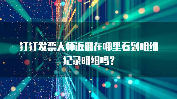 钉钉发票大师返佣在哪里看到明细记录明细吗?