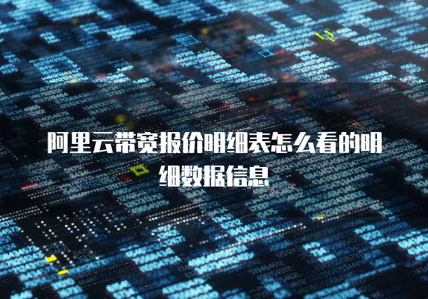 阿里云带宽报价明细表怎么看的明细数据信息