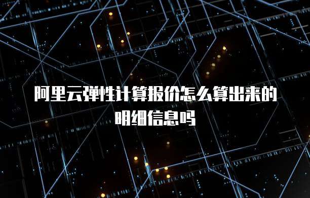 阿里云弹性计算报价怎么算出来的明细信息吗