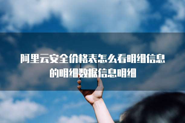 阿里云安全价格表怎么看明细信息的明细数据信息明细
