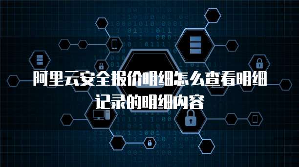 阿里云安全报价明细怎么查看明细记录的明细内容