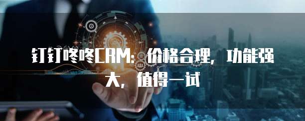 钉钉咚咚CRM:价格合理,功能强大,值得一试