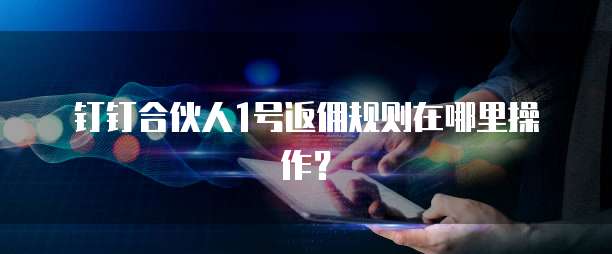 钉钉合伙人1号返佣规则在哪里操作?