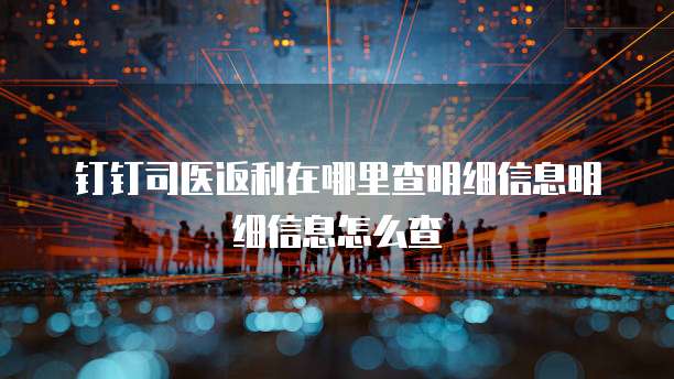 钉钉司医返利在哪里查明细信息明细信息怎么查