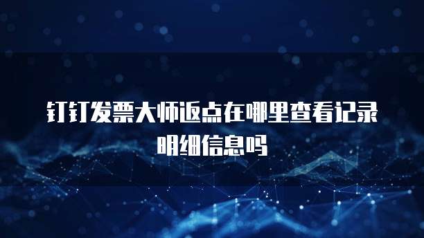 钉钉发票大师返点在哪里查看记录明细信息吗