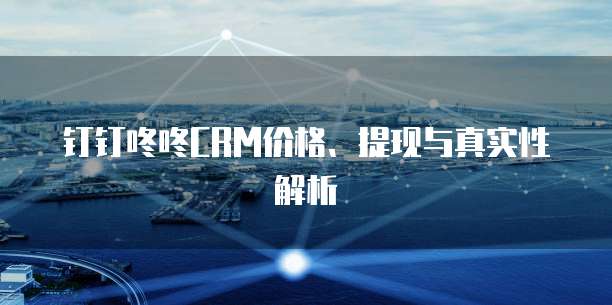 钉钉咚咚CRM价格、提现与真实性解析
