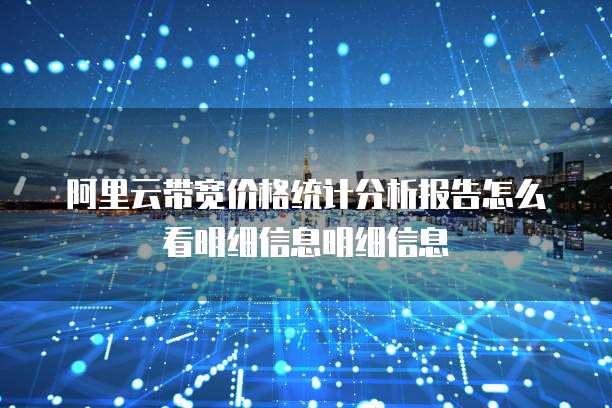 阿里云带宽价格统计分析报告怎么看明细信息明细信息